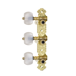AOS-022V1 Gold-Plated Machine Head, Zinc Alloy Plate, White Oval Synthetic Resin Peg
